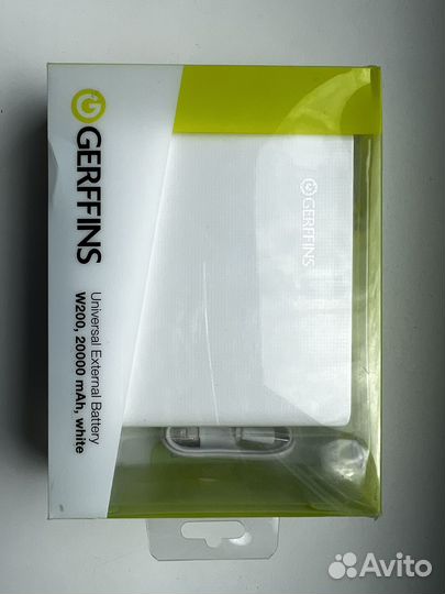 Портативный аккумулятор Gerffins W200, белый
