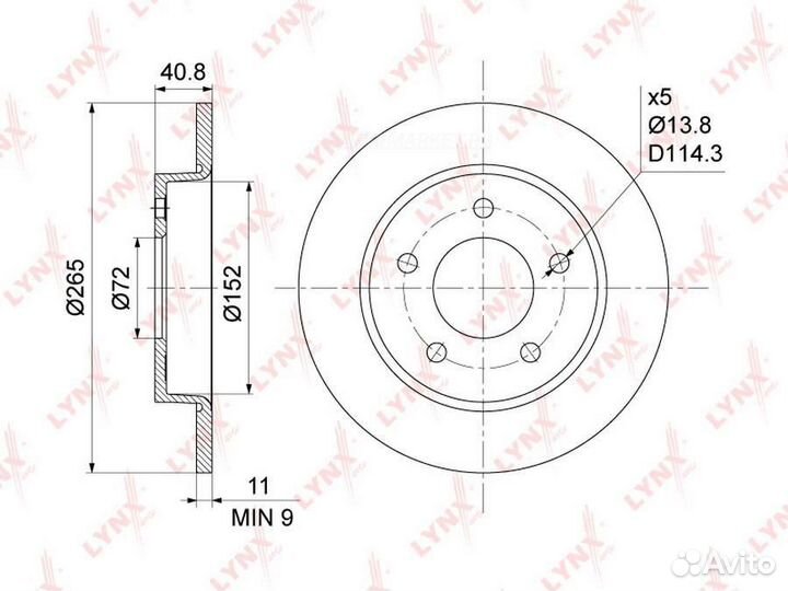 Lynxauto BN-1065 Диск тормозной зад