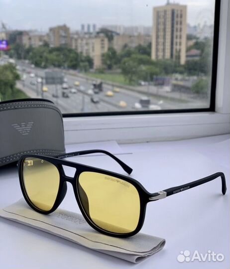 Очки emporio armani aviator желтые поляризационные