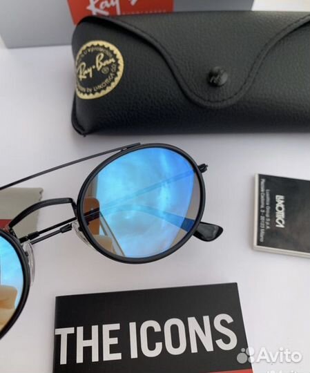 Очки ray ban oval Double Bridge зеркальные