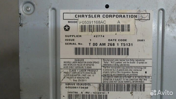 Магнитола Jeep Compass, 2012