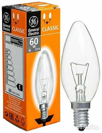 Лампа накаливания E14 60W прозр. и 40W матовая