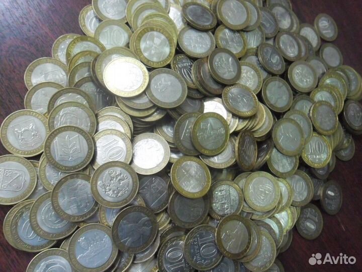 10 рублей биметалл 2000-2011 гг.540 монет-оптом