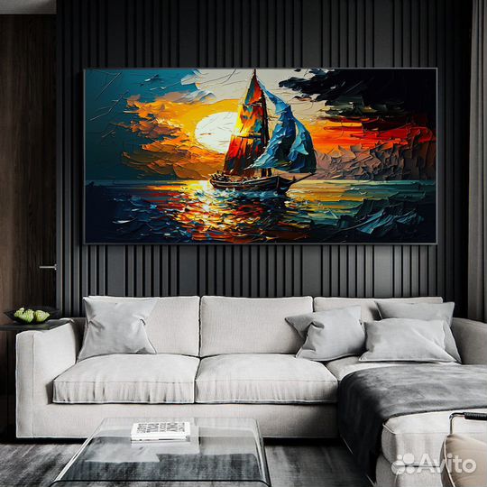 Пейзаж маслом паруса