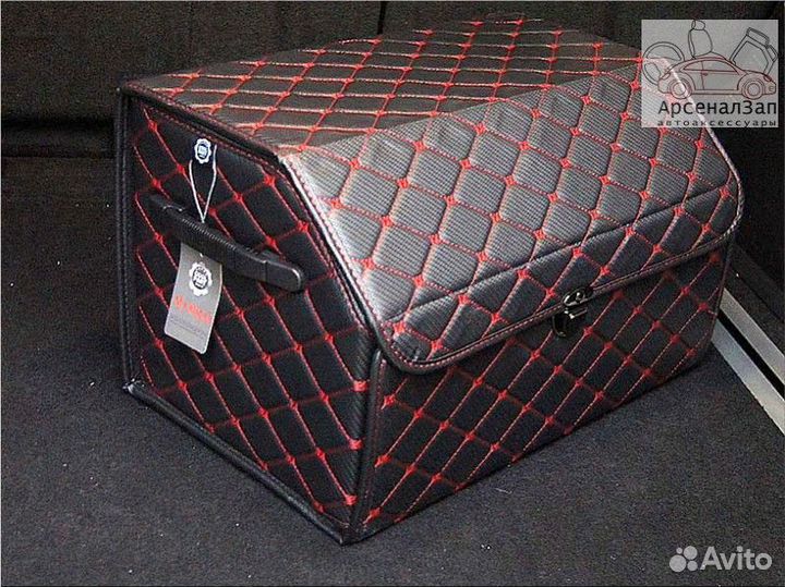 Кофр для багажника из карбона Middle черный/кр.стр