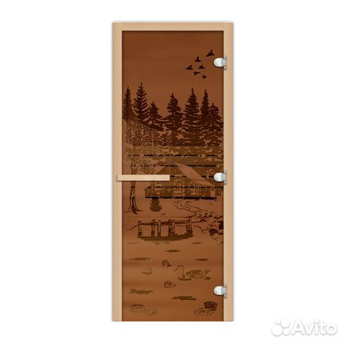 Дверь Для Сауны 1.9х0.7 Банька в лесу мат