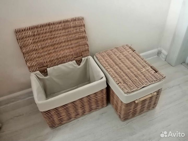 Комплект плетеных коробов с чехлами