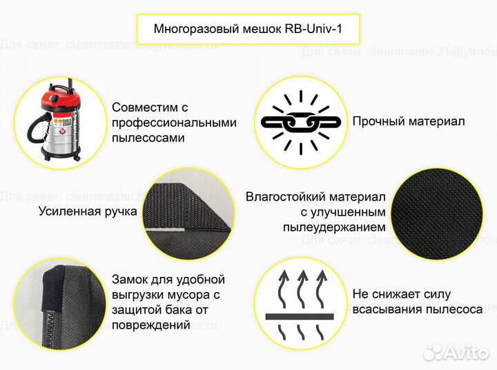 Мешок многоразовый для профессиональных пылесосов