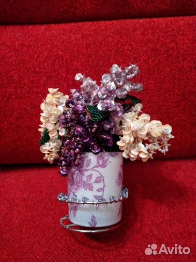 Топиарий из бисера и пайеток. Ручная работа