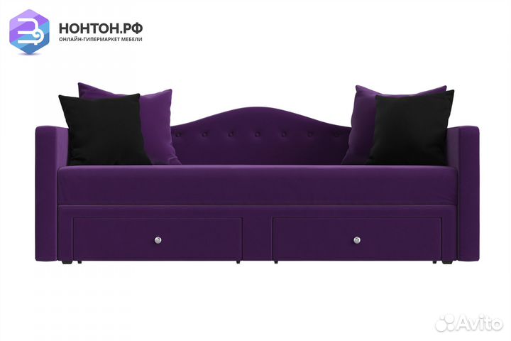 Детский прямой диван Дориан микровельвет фиолетовы