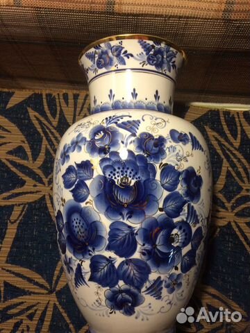 Гжельская ваза 40см (золото)