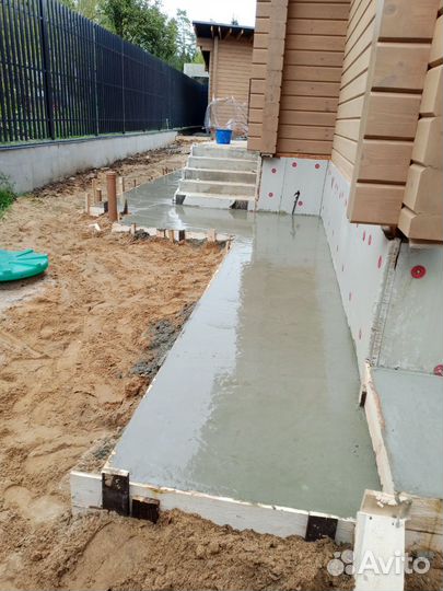 Бетонные работы отмостка фундамент площадка забор