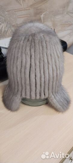 Шапка норковая вязаная женская