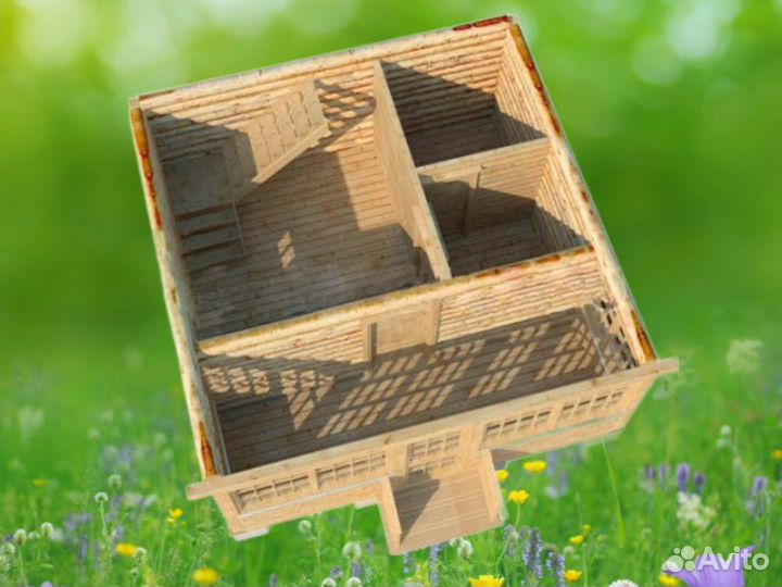 Сруб дома из бревна ручной рубки Не Бруса 6x6