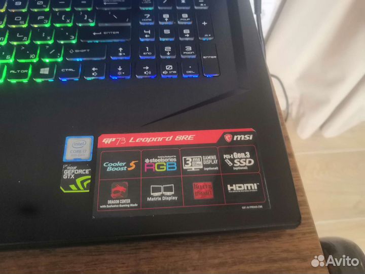 Игровой ноутбук msi core I7 8750h, gtx 1060, 16