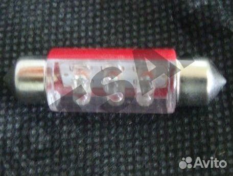 Лампа 12 В, 6 светодиодов LED 3 мм (T11х39 мм) дву