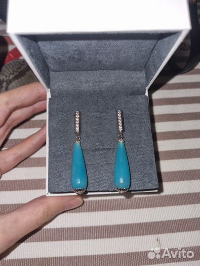 Серьги голубые капли