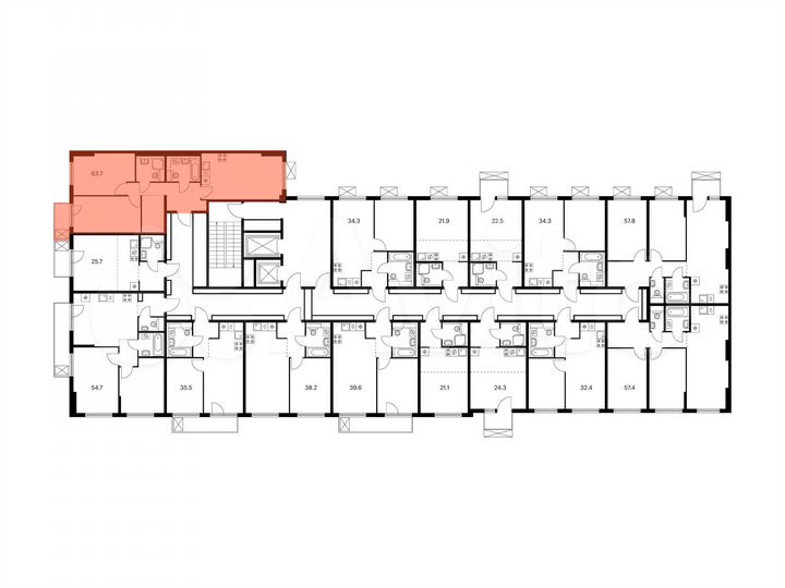 2-к. квартира, 63,7 м², 2/9 эт.