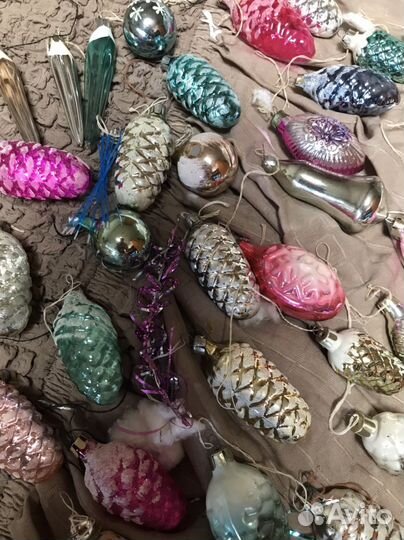 Елочные игрушки советские СССР на прищепке шишки