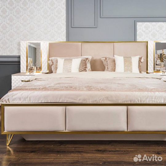 Кровать Лара белый глянец