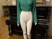 Италия роскошная зеленая блуза рукава плиссе s