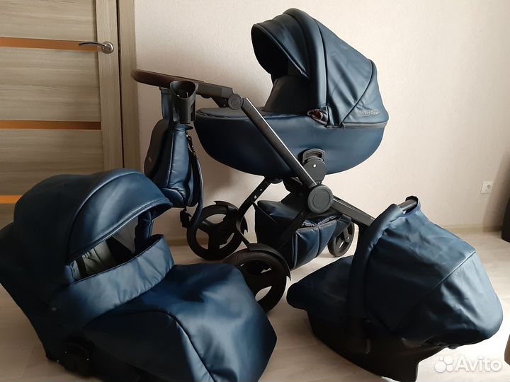 Коляска эко/кожа 3в1