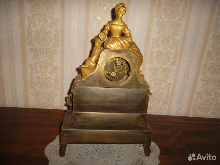 Антикварные французские каминные часы.Бронза.19в