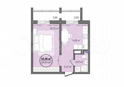 1-к. квартира, 37,5 м², 2/14 эт.