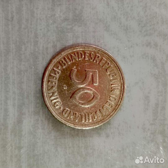 Монета фрг 50 пфеннигов 1950 D