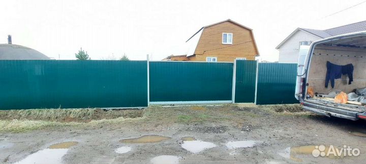Установка забора из профнастила