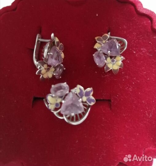 Набор из серебра с аметистом природным