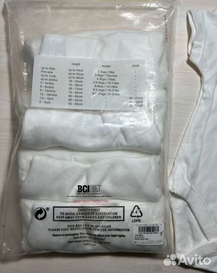 Боди next 68-74 белая футболка 1шт