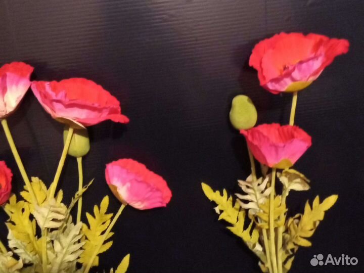 Маки 1 м, 16 см, искусственные цветы
