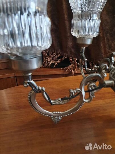 Хрустальная хромированная люстра СССР