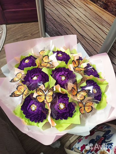 Букеты из гофрированной бумаги с конфетами