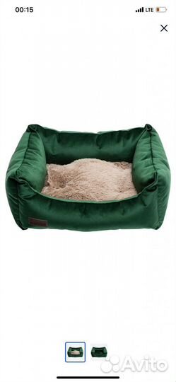 Лежанка среднего размера зелёная для собак