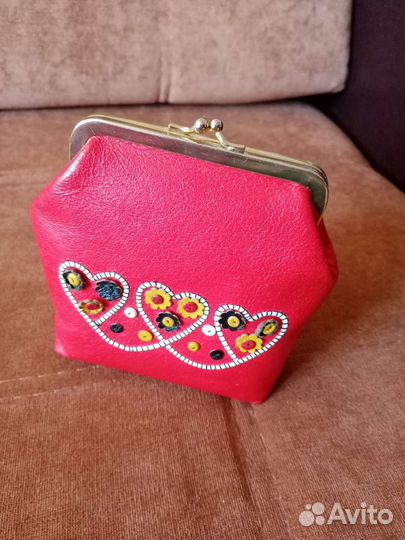 Косметичка натуральная кожа винтаж импорт