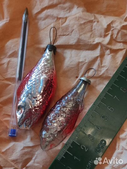 Игрушки елочные СССР рыбы редкие