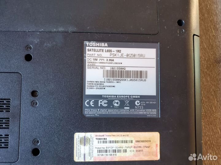 Ноутбук toshiba satellite L 655-1H2