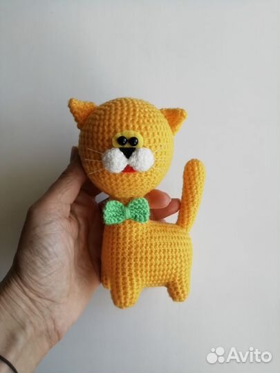 Котёнок, мишка, вязаная игрушка