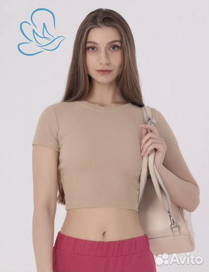 Футболка женская укороченная кроп топ 42