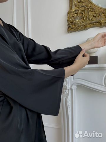 Халат женский шелковый черный объявление продам