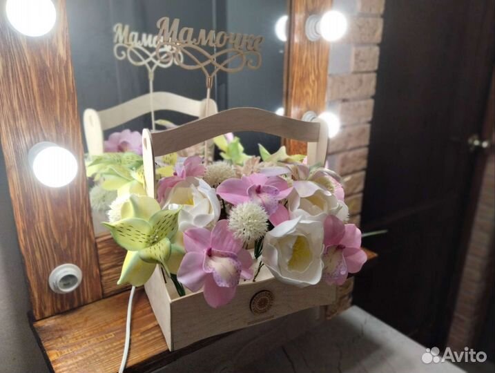 Светильник корзинка цветов ручной работы