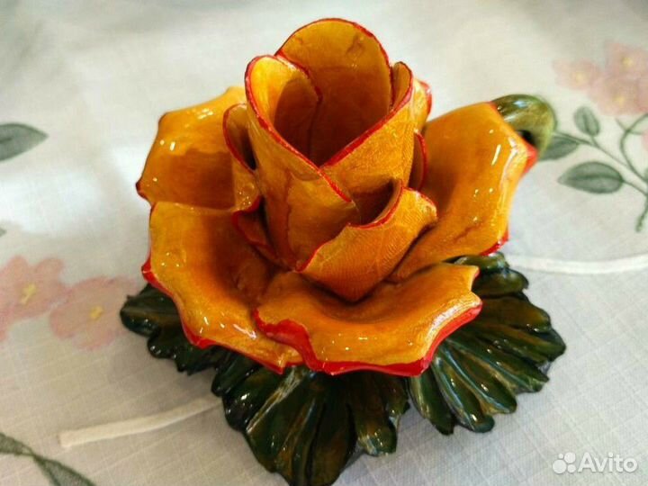 Роза подсвечник керамика Винтаж