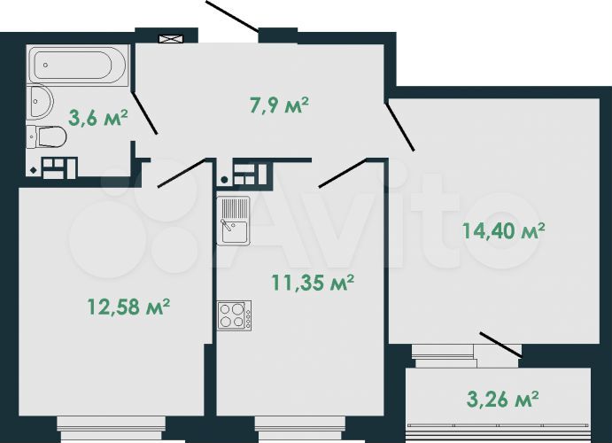 2-к. квартира, 51,5 м², 8/10 эт.