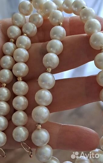 Жемчужное колье с золотом 375пробы