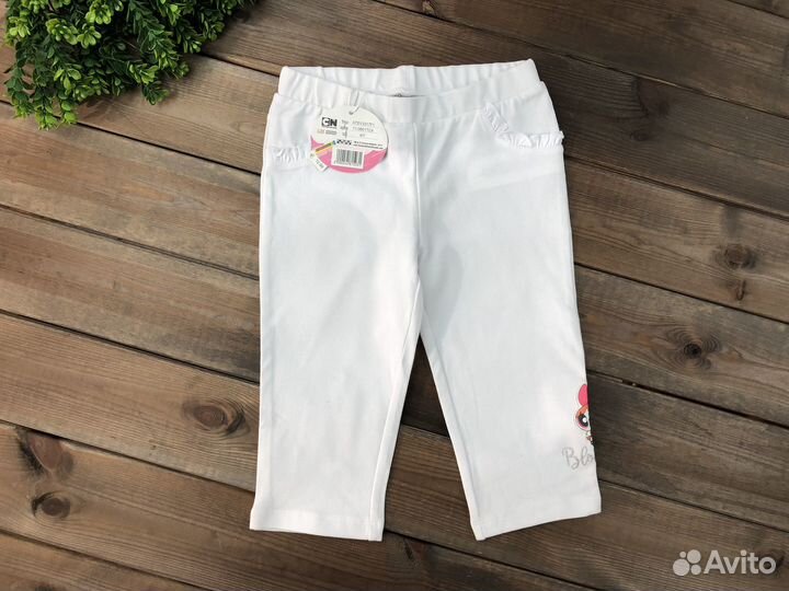 Бриджи белые хлопок для девочки 116 122 Италия