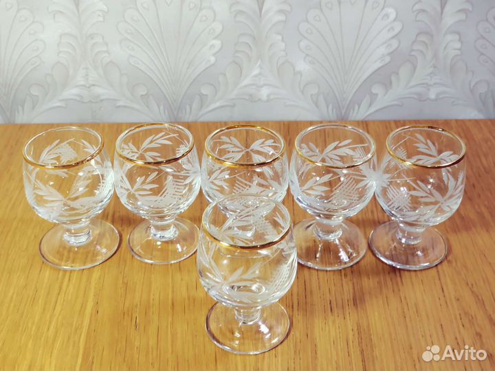 Рюмки стопки СССР хрусталь набор 6 штук