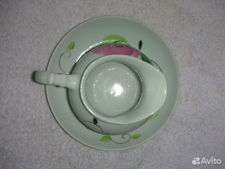 Молочник с блюдцем, фарфор, Дулево, СССР