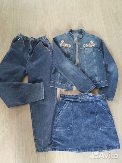 Джинсы+ юбка+ куртка